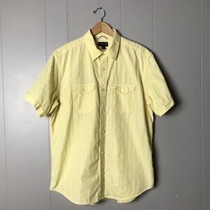 BANANA REPUBLIC YELLOW TEXTURED COTTON BUTTON DOWN SHIRT MENS SIZE LARGE